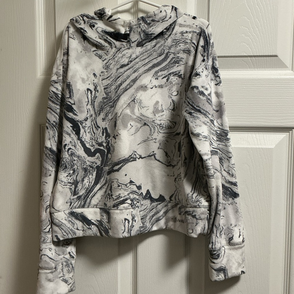 SO Cozy Pullover Hoodie with Black and Gray Pattern